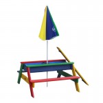 Masuta copii cu Bancute Curcubeu din lemn si Cutii cu Nisip - Bancuta cu Masuta Axi pentru Picnic si Activitati 2 in 1 cu recipente pentru nisip si apa Masuta copii cu Bancute Curcubeu din lemn si Cutii cu Nisip - Bancuta cu Masuta Axi pentru Picnic si Activitati 2 in 1 cu recipente pentru nisip si apa